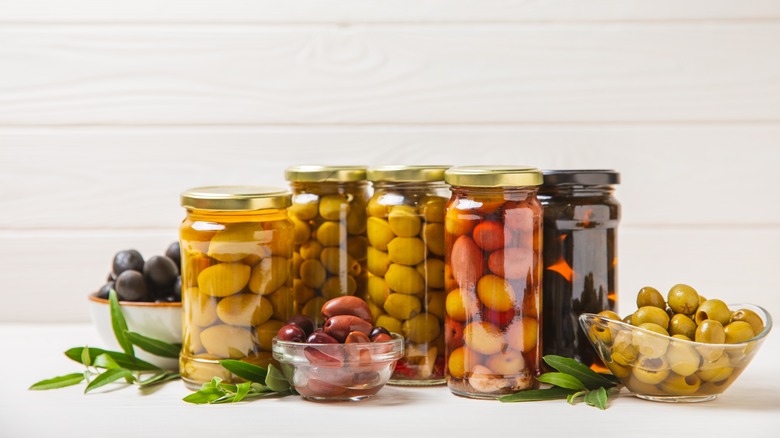 Assortment of olive jars