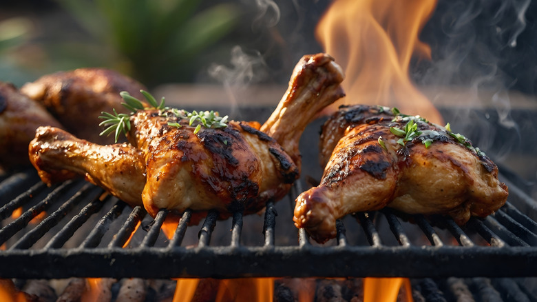 Grilling chicken drumsticks